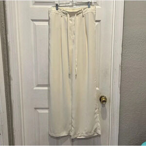 A New Day Pants‎ Size Large Winter White Wide Leg Trouser Pleated Baggy Coastal